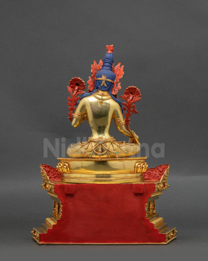 Green Tara Statue with Throne | Himalayan Meditation Sculpture