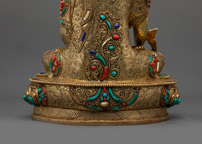 24K Gold Fire-Gilded Medicine Buddha Statue | Handcrafted Sculpture