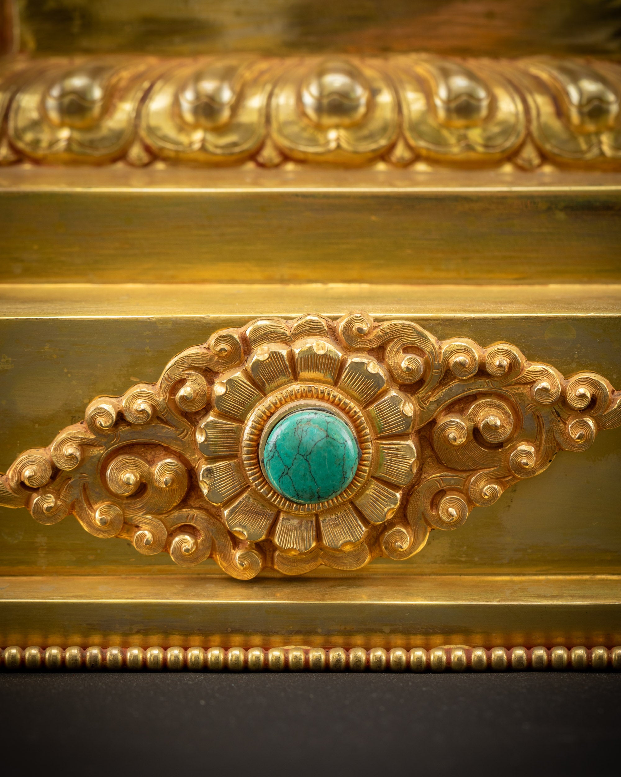 Handcrafted Throne for Vajrayana Deity | 24K Fire Gold-Gilded Throne