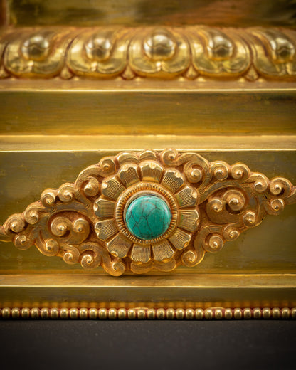 Handcrafted Throne for Vajrayana Deity | 24K Fire Gold-Gilded Throne