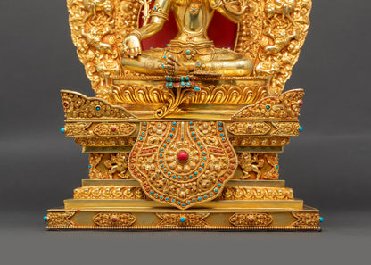 Green Tara Statue with Throne | Himalayan Meditation Sculpture