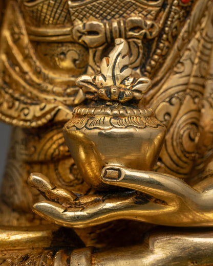 24K Gold Fire-Gilded Medicine Buddha Statue | Handcrafted Sculpture