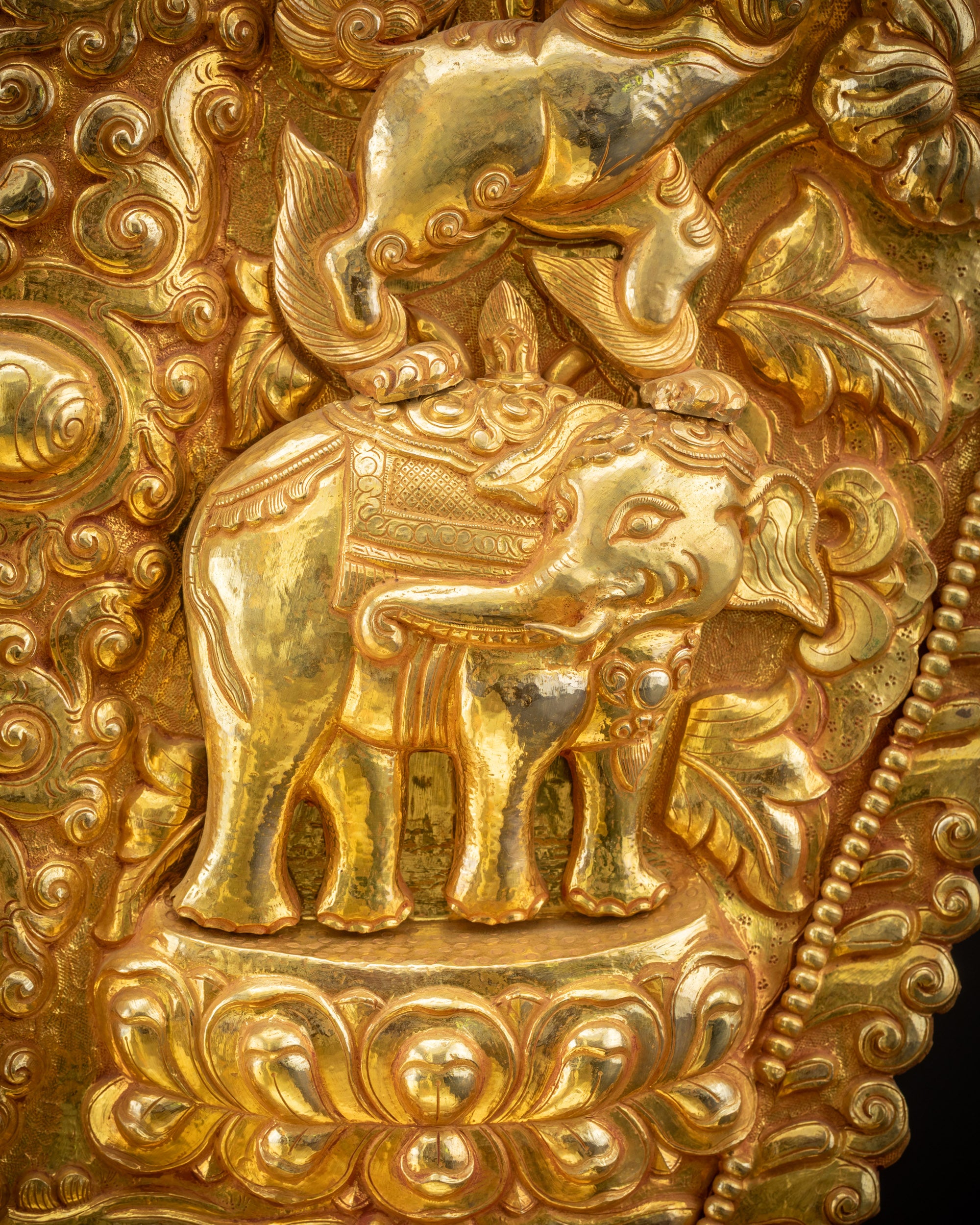 Handcrafted Throne for Vajrayana Deity | 24K Fire Gold-Gilded Throne