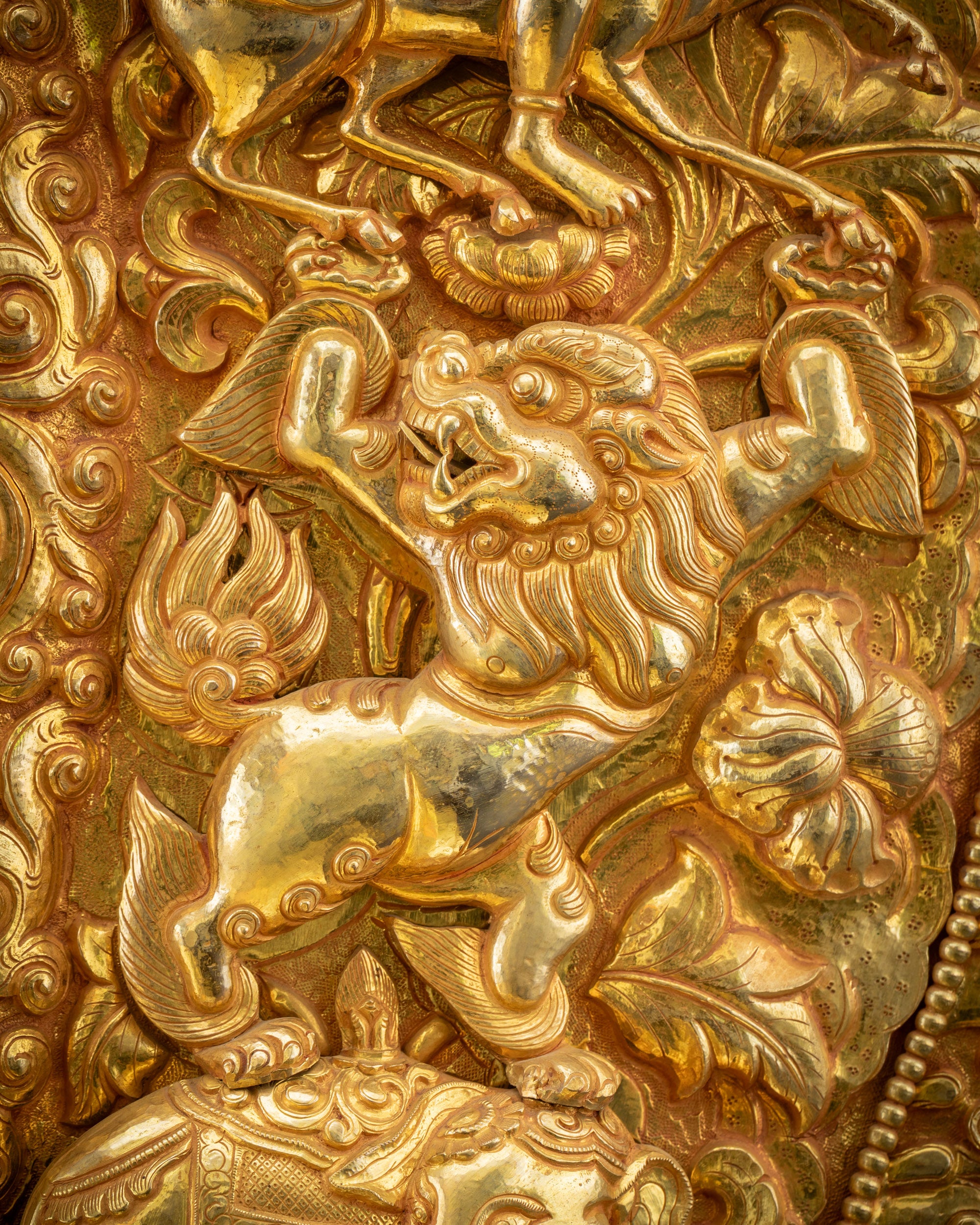 Handcrafted Throne for Vajrayana Deity | 24K Fire Gold-Gilded Throne