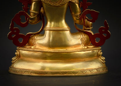 Green Tara Mother of Buddha Statue | 24K Gold Hand Carved Statue