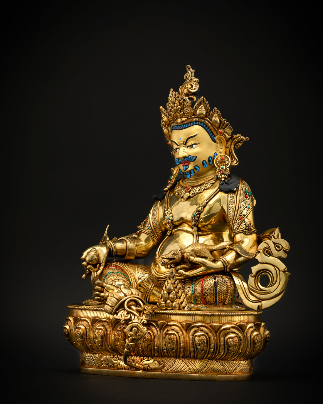 Wealth Deity Dzambhala in Gold Gilded Splendor