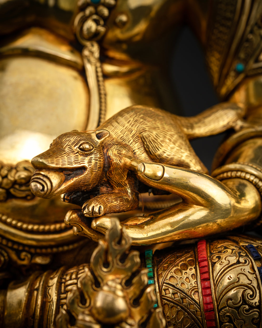 Wealth Deity Dzambhala in Gold Gilded Splendor