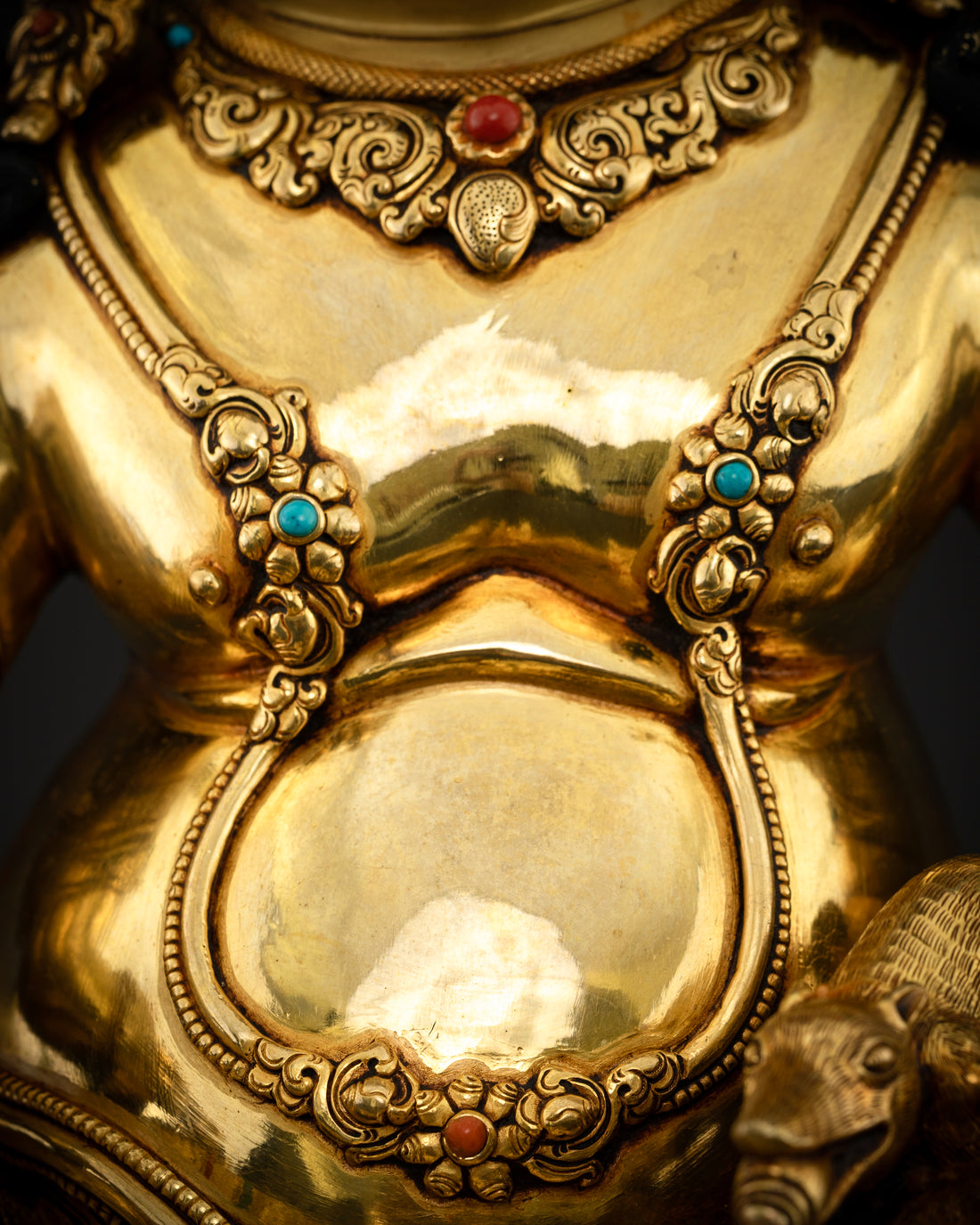 Wealth Deity Dzambhala in Gold Gilded Splendor