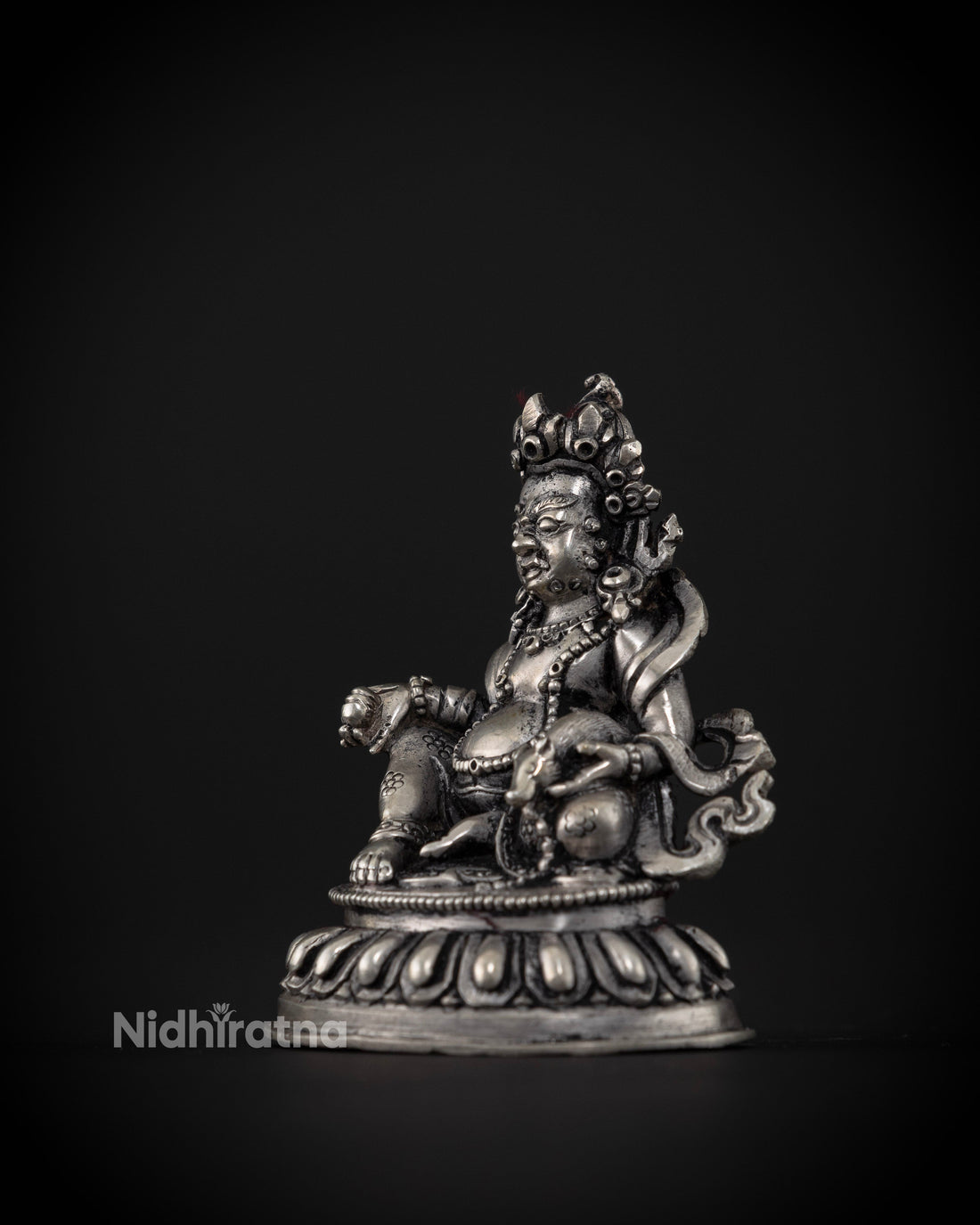 Jambhala Statue Crafted in Pure Silver