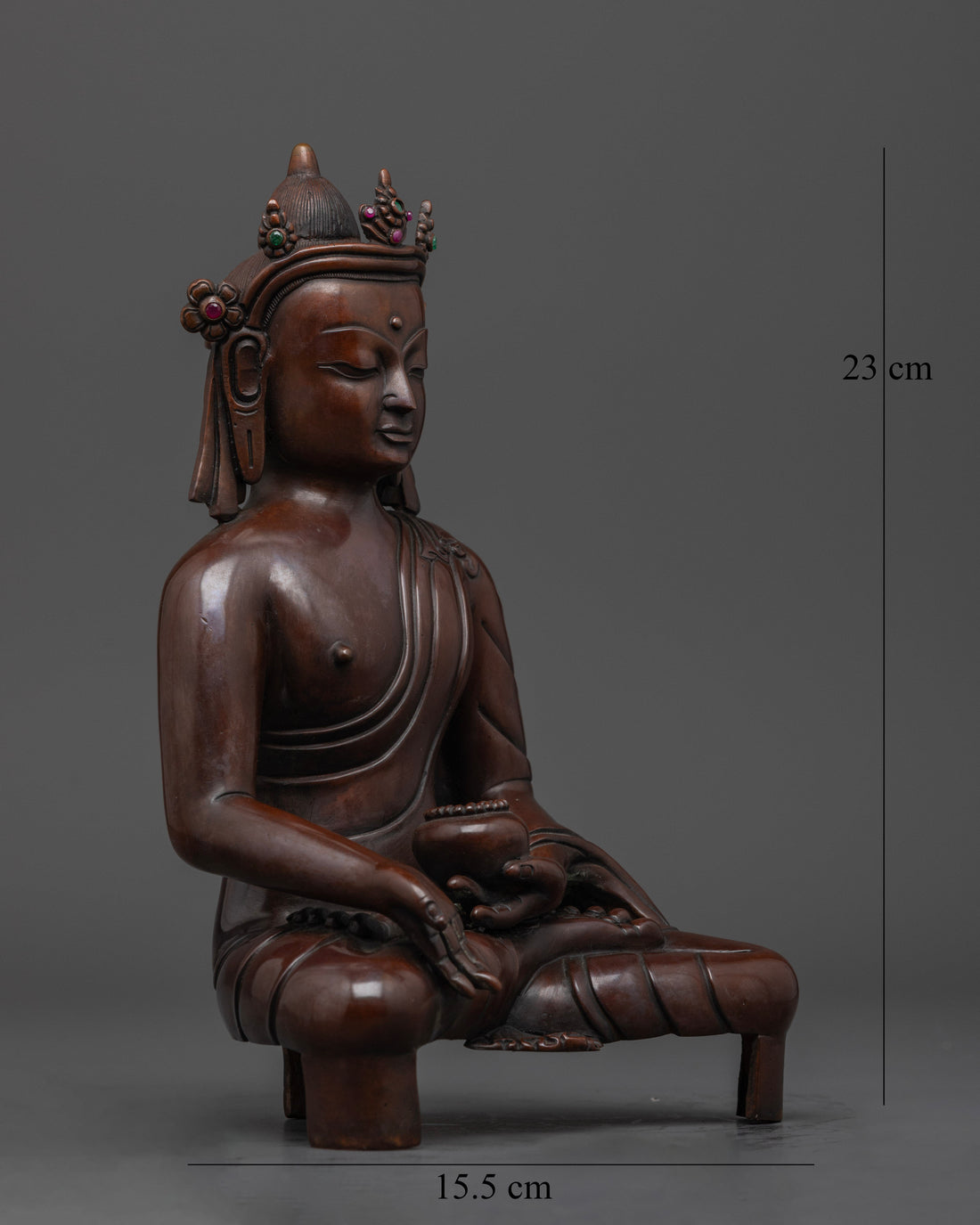 Oxidized Crowned Buddha Shakyamuni: Enhance Your Meditation Space