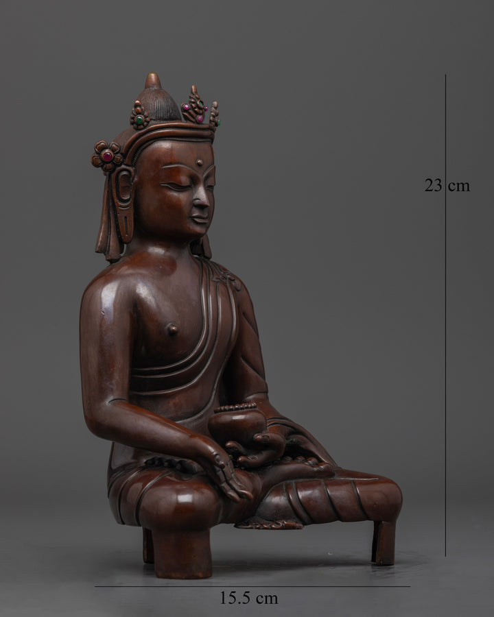 Oxidized Crowned Buddha Shakyamuni: Enhance Your Meditation Space