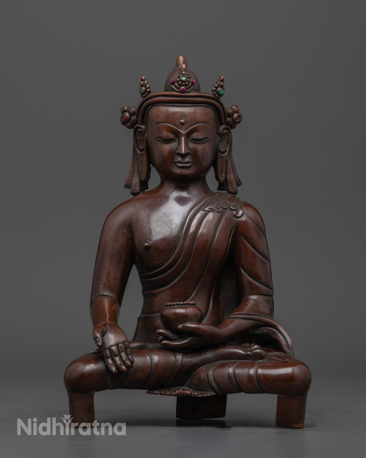 Oxidized Crowned Buddha Shakyamuni: Enhance Your Meditation Space