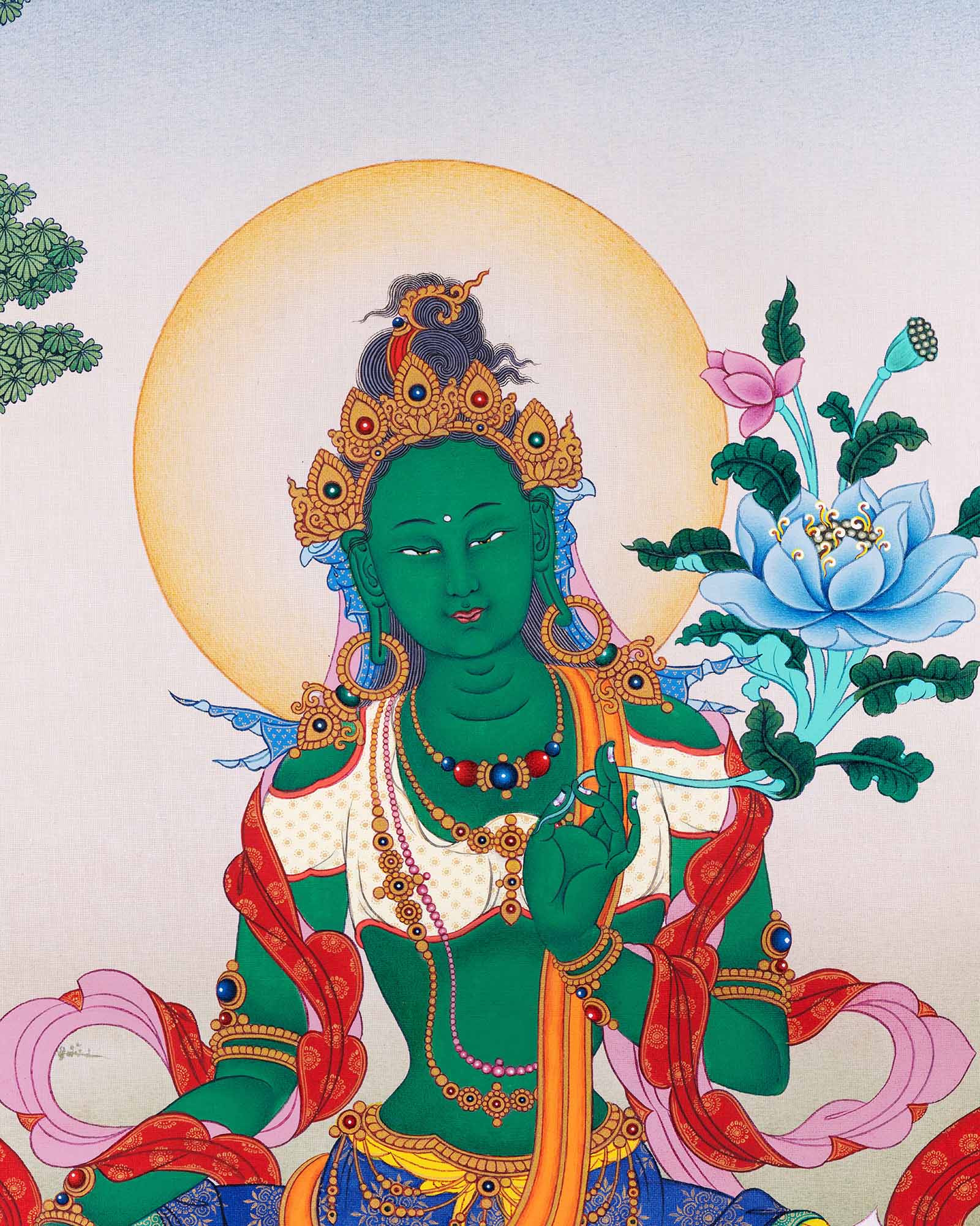 Green Tara Thangka Print