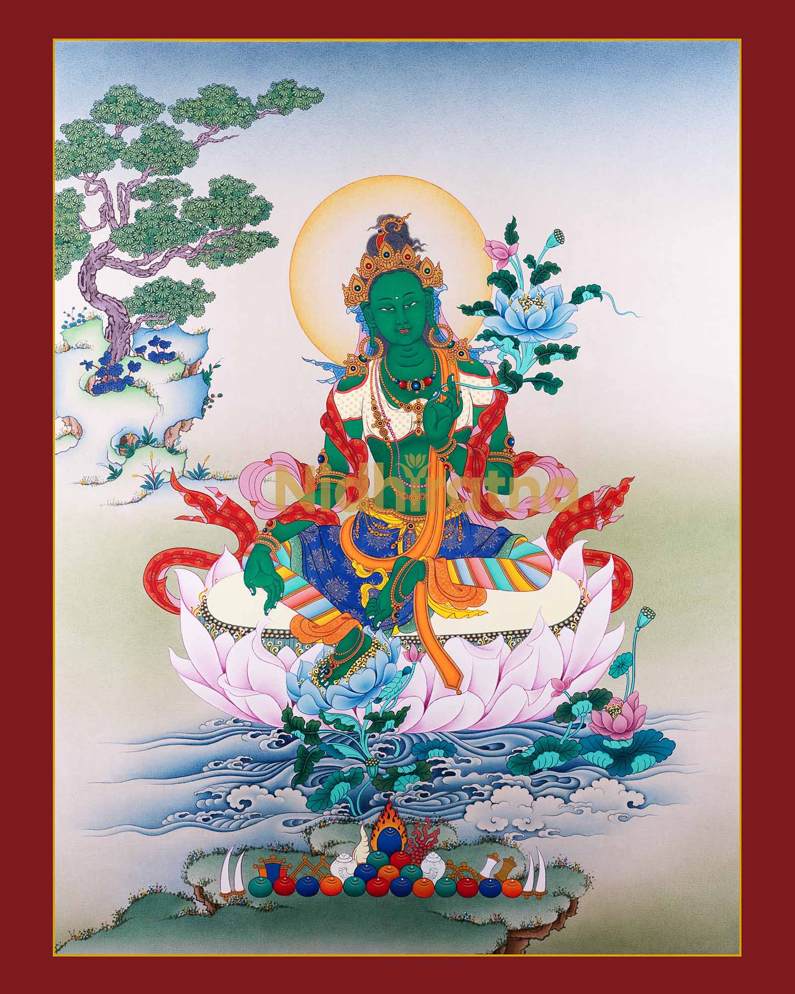 Green Tara Thangka Print