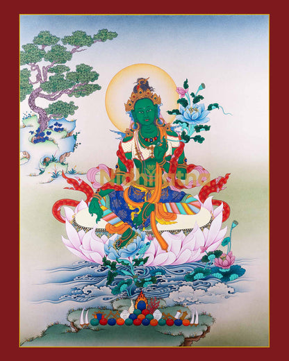 Green Tara Thangka Print
