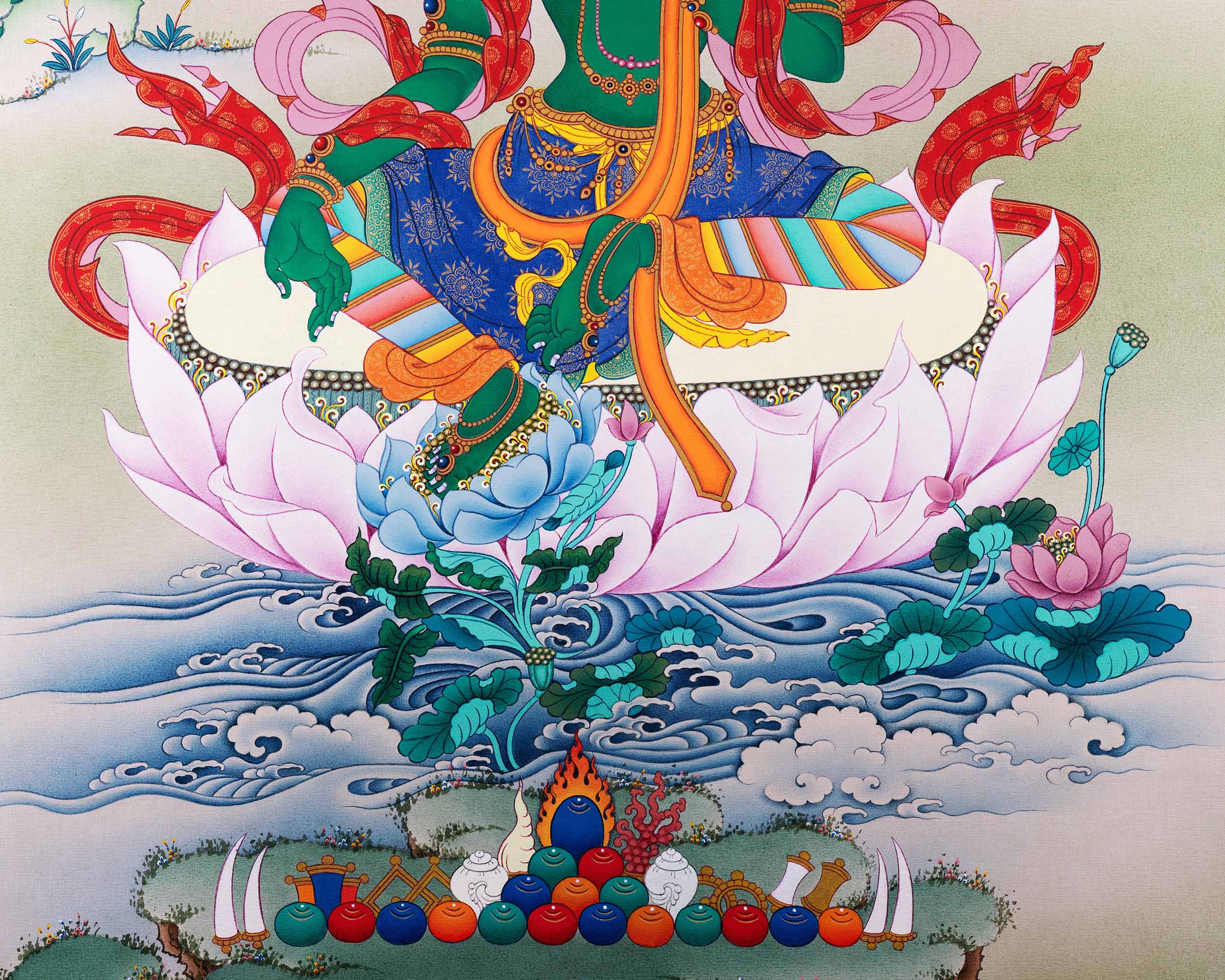 Green Tara Thangka Print