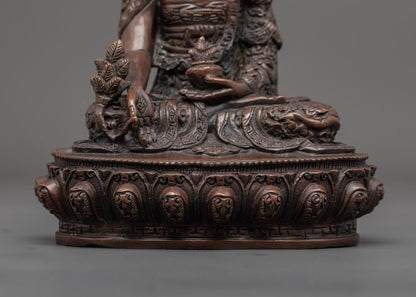 Detail of hollow chamber inside Medicine Buddha statue for placing auspicious mantras or sacred relics.