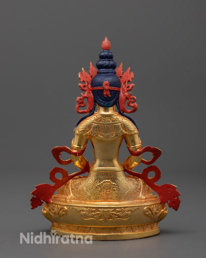 Detailed Amitayus sculpture with traditional Buddhist design representing immortality