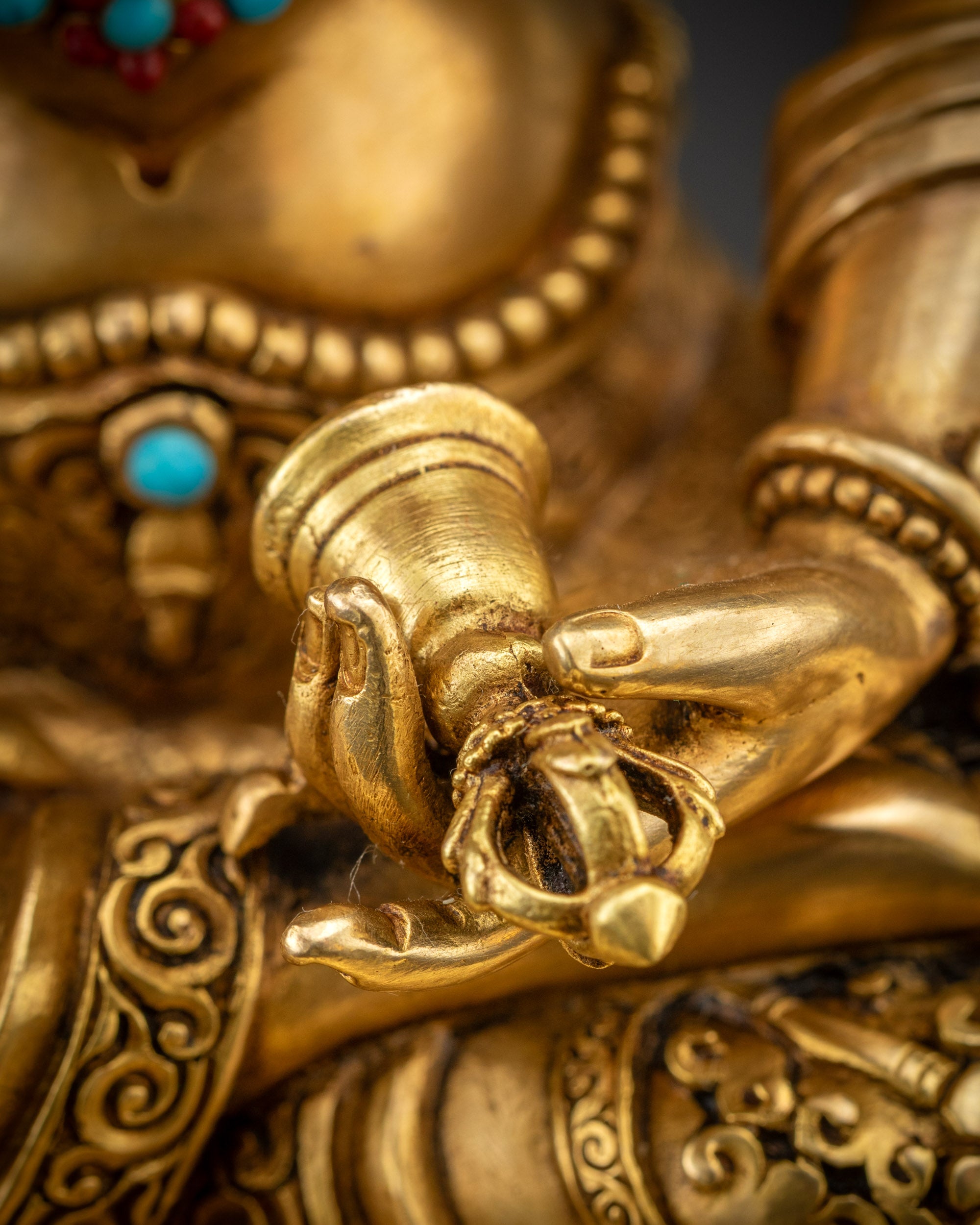 Detailed Close-Up Vajrasattva Bell | Handcrafted Nepalese Dorje Sempa Sculpture