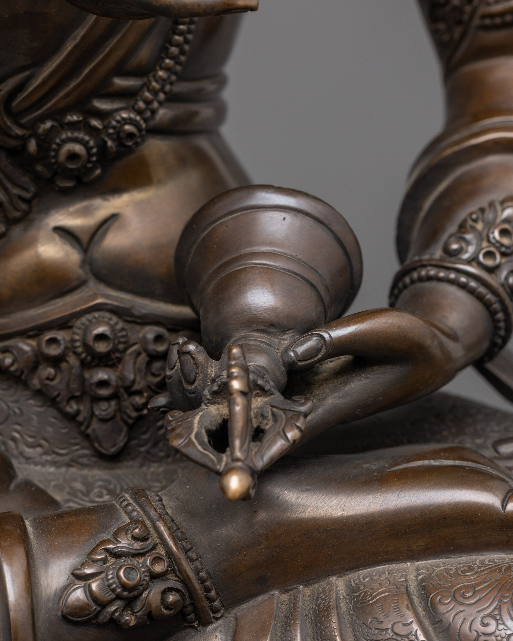 Detailed Vajrasattva Sculpture with Vajra and Bell Symbolizing Wisdom and Compassion