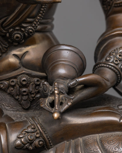 Detailed Vajrasattva Sculpture with Vajra and Bell Symbolizing Wisdom and Compassion