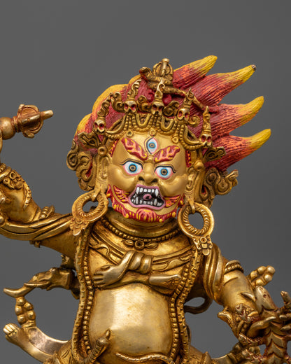 Detailed close-up of Guru Dragpo holding vajra and scorpion