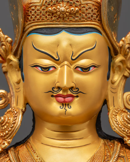 Detailed close-up face of Tsokye Dorje Statue showing wrathful facial expression
