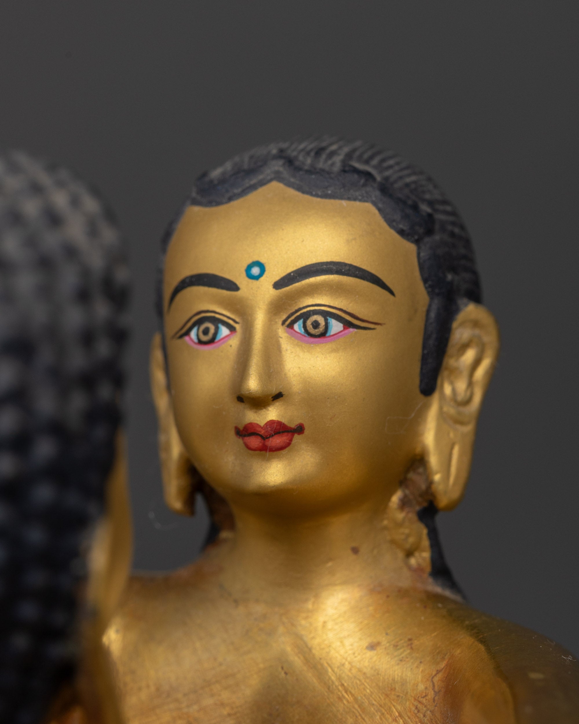 Detailed close up of Samantabhadri face sacred Nepalese Samantabhadra Yab Yum sculpture
