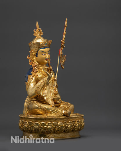 Detailed face of Tsokye Dorje with 24K gold finish Nepalese Buddhist sculpture
