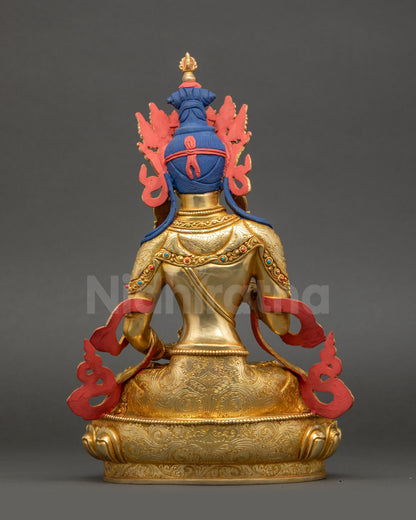 Detailed gold-gilded Dorje Sempa copper statue for meditation and spiritual purification