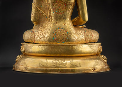 Detailed landscape shot back Amitabha Buddha meditation decor home altar
