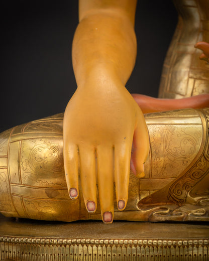 Detailed shot of Bhumisparsa mudra on Shakyamuni Buddha Siddhartha Gautama
