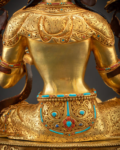 Detailed shot of back highlighting filigree work and gold texture
