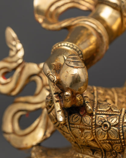 Detailed side view of Nepalese handcrafted Jambhala Statue