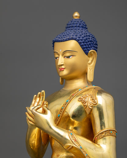 Detailed side view of Vairocana Buddha statue with polished finish
