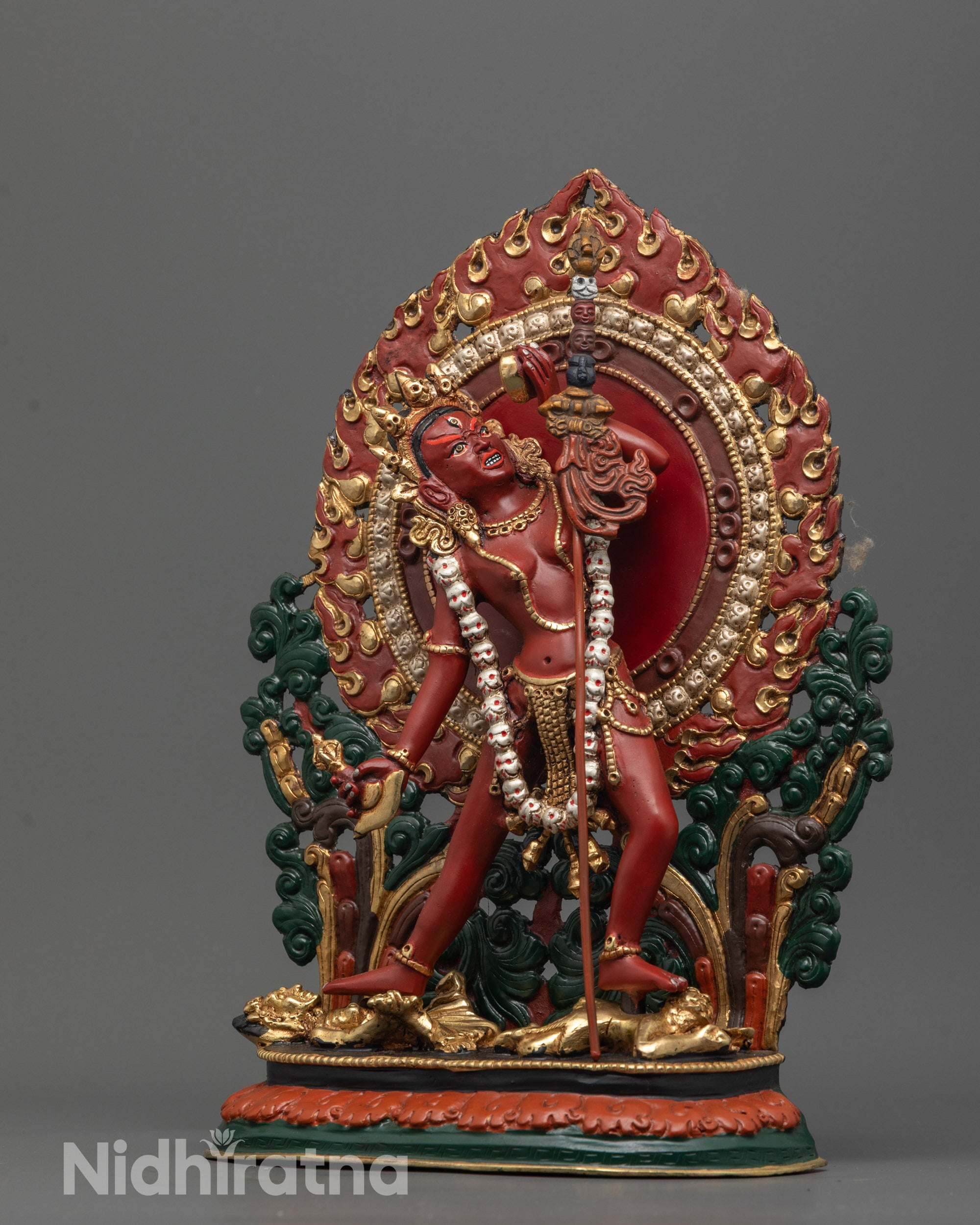 Detailed view of the Vajrayogini Statue’s facial expressions and ornate design
