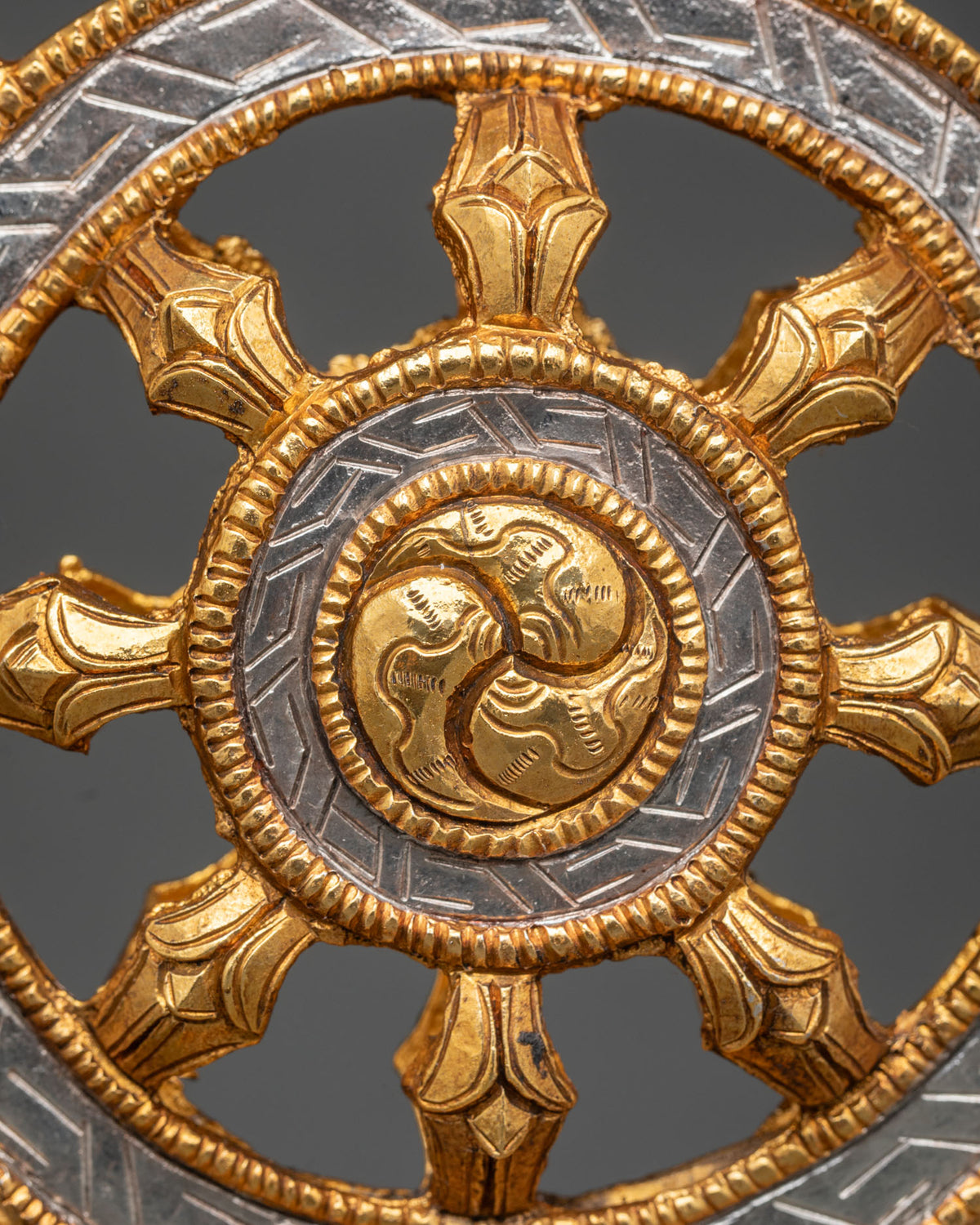 Buddhist Dharma Wheel Ornament | Sacred Temple Decor