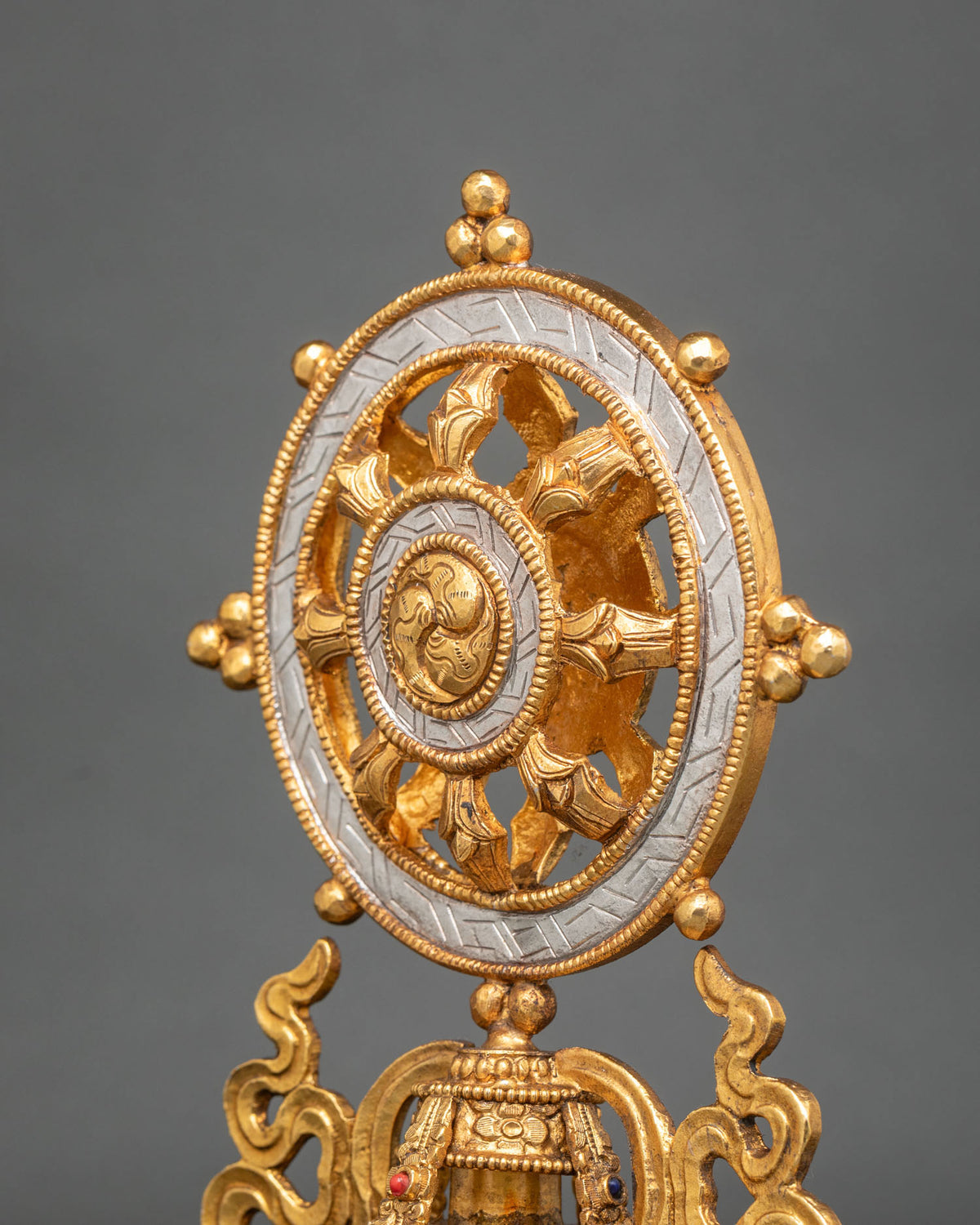 Buddhist Dharma Wheel Ornament | Sacred Temple Decor
