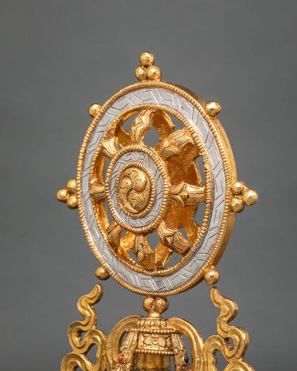 Buddhist Dharma Wheel Ornament | Sacred Temple Decor