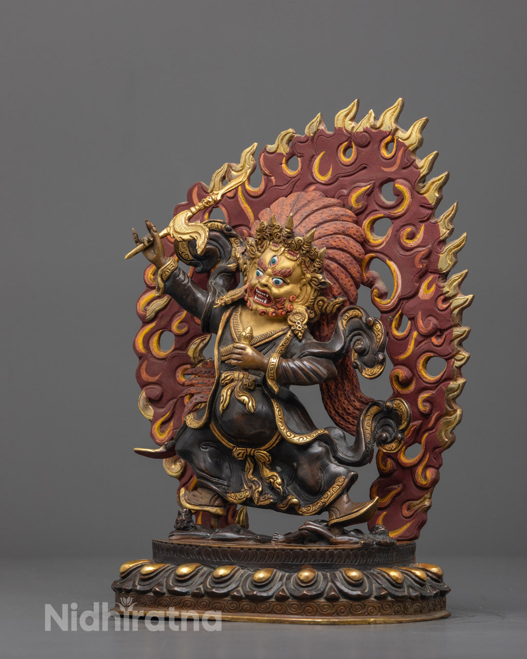 Handcrafted Mahakala Statue | Fierce Buddhist Protector in Tibetan