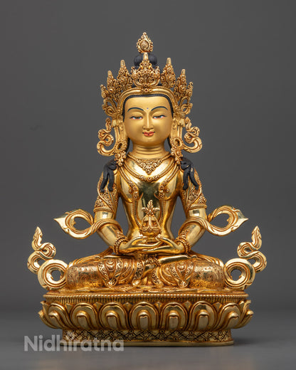 Divine Amitayus Statue | 24K Gold-Plated Copper