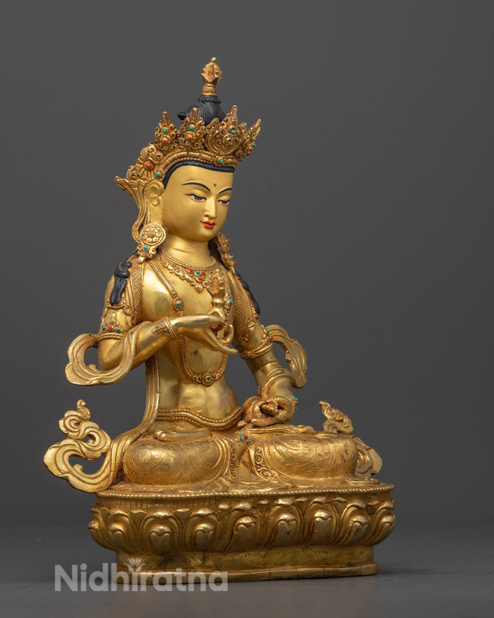 Bodhisattva Vajrasattva Statue | Gold-Plated Himalayan Art