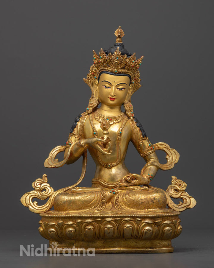 Bodhisattva Vajrasattva Statue | Gold-Plated Himalayan Art