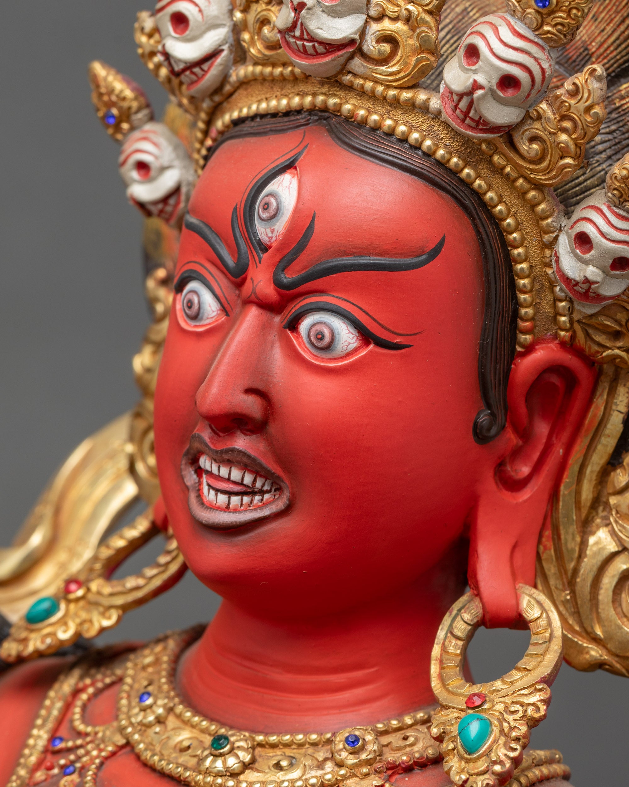 Dorje Phagmo Side Detail Crushing Evil Deity on Lotus Seat