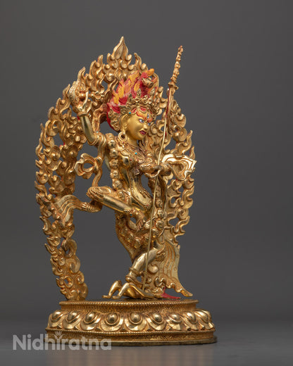 Dorje Phagmo Statue – Hand-Carved Gold-Gilded Copper for Spiritual Power &amp; Protection