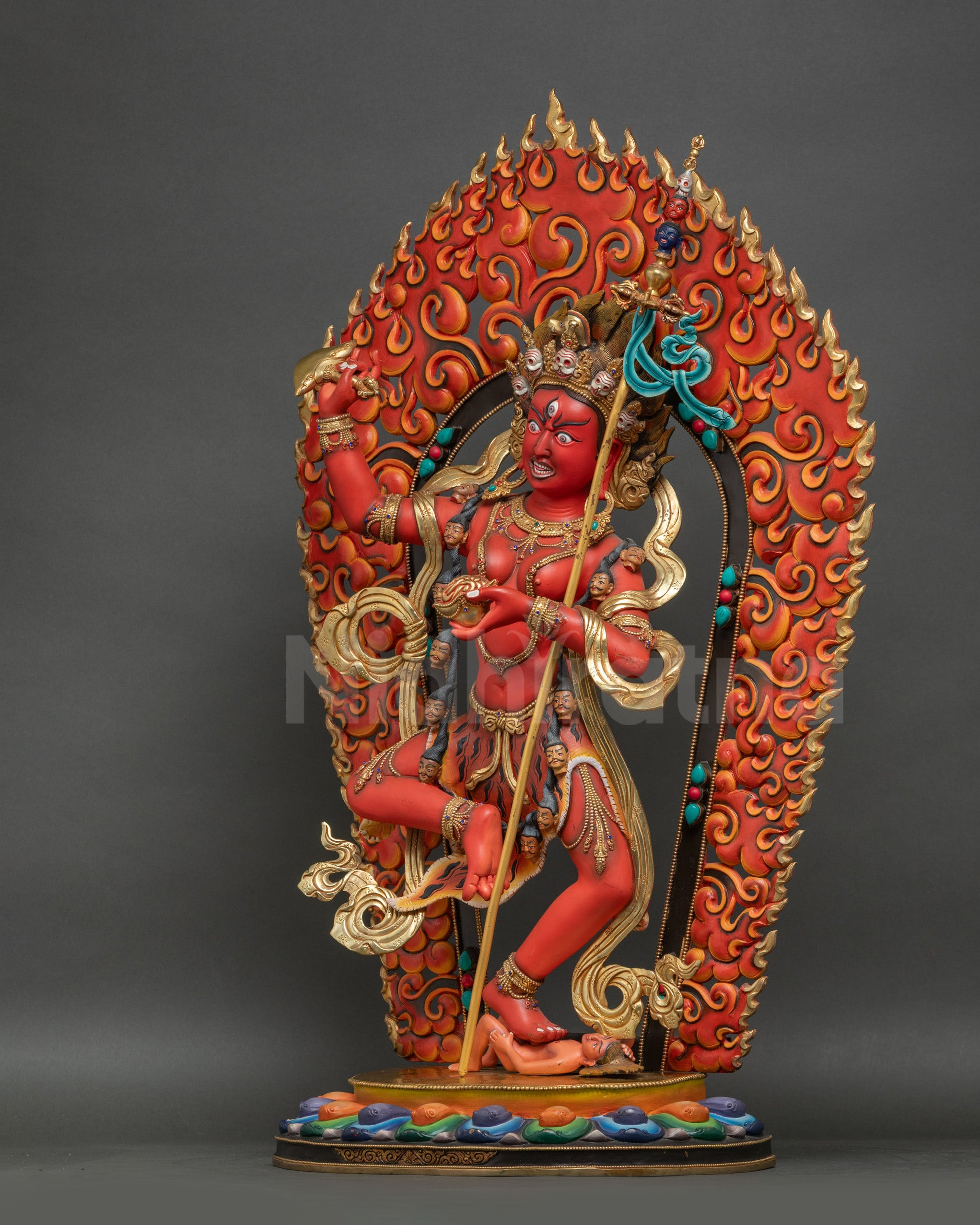Dorje Phagmo Statue Left Side View with Blazing Halo