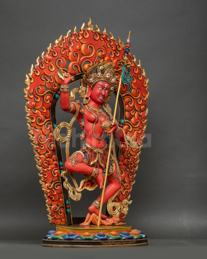 Dorje Phagmo Statue Right Side View Dynamic Stance on Lotus