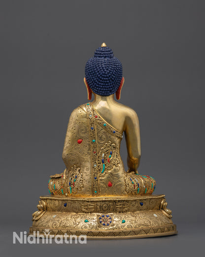 Double-Layered Lotus Pedestal with Vajra, Wisdom Wheel, and Deer Carvings Nepal