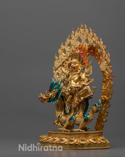 White Dzambhala Statue | Tibetan Wealth Deity Handcrafted in Nepal