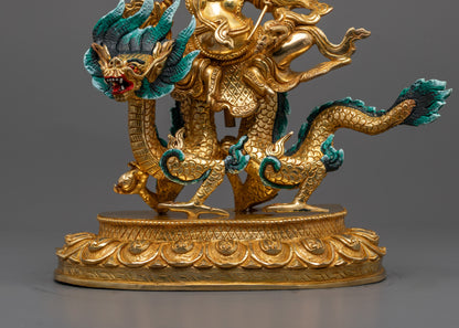 White Dzambhala Statue | Tibetan Wealth Deity Handcrafted in Nepal